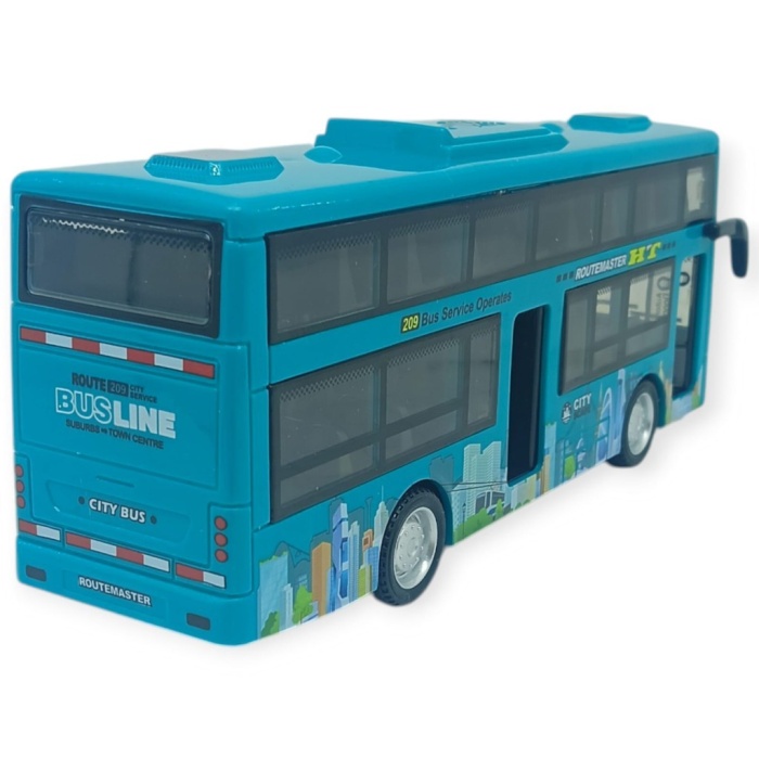 Sesli Işıklı Çift Katlı Otobüs 20 cm - Yeşil