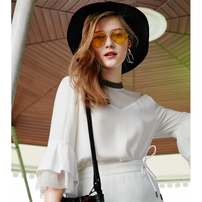 Unisex Gold Metal Çerçeveli Damla Gözlük