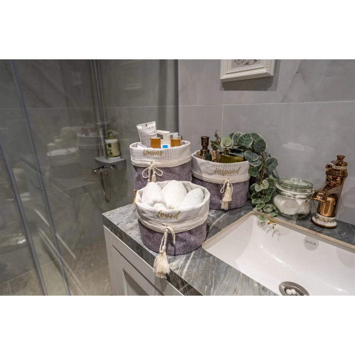 Yuvarlak Katlanabilir Çok Amaçlı Saklama Organizer Kutu Keçe Sepet