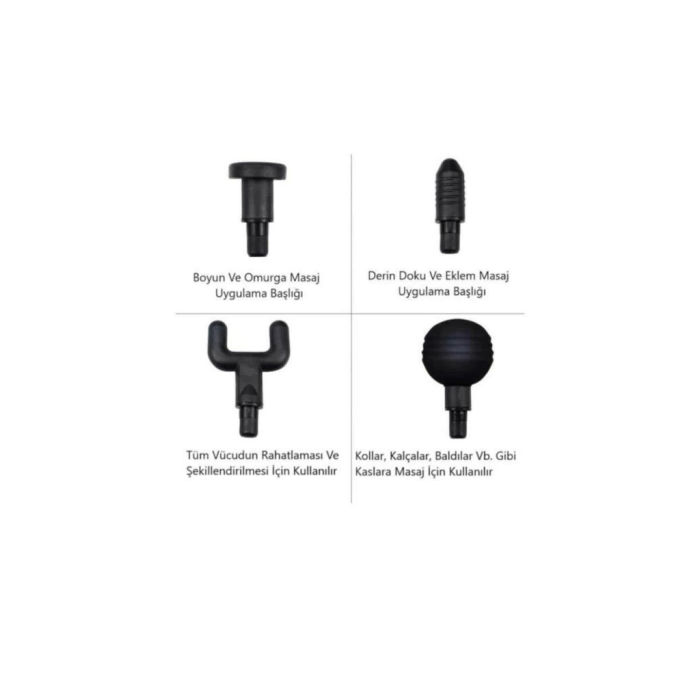 Darbeli Titreşimli Tabanca Masaj Aleti Kas Rahatlatıcı 4 Başlıklı Şarjlı Göbek Eritme Cihazı Zayıflama ve Selülit Giderme