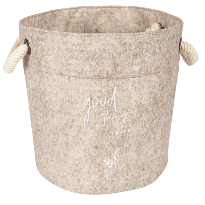 Kulplu Yuvarlak Düzenleyici Çok Amaçlı Kolay Taşınabilen Organizer Keçe Sepet 03662