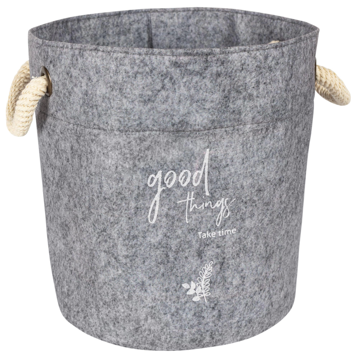 Kulplu Yuvarlak Düzenleyici Çok Amaçlı Kolay Taşınabilen Organizer Keçe Sepet 03662