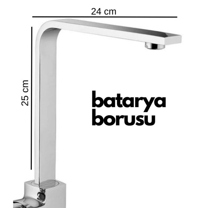 Krom Mutfak Evye Batarya İçin Köşeli Su Borusu Paslanmaz ve Eca Uyumlu 25x25