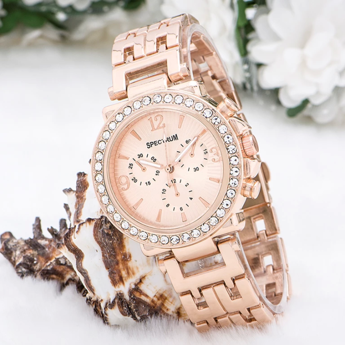 Zarif ve Şık Özel Tasarım Zirkon Taşlı Metal Bayan Kol Saati