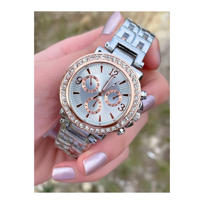 Zarif ve Şık Özel Tasarım Zirkon Taşlı Metal Bayan Kol Saati