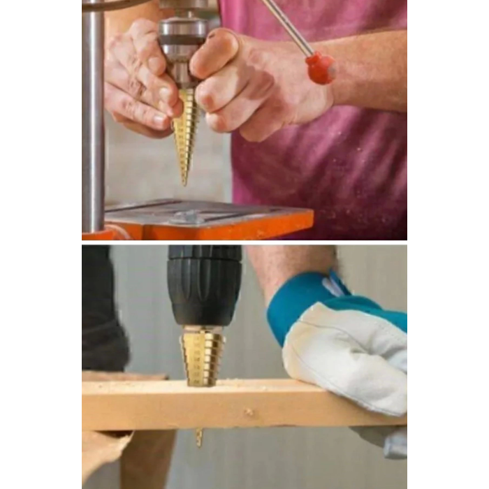 3 Parça Kademeli Matkap Ucu Paslanmaz Uç Alüminyum Sac Demir Delme Seti