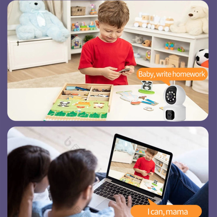 Yosee Uygulama Çift Kameralı Kablosuz Bağlantılı Gece Görüşlü Ev Tipi Güvenlik Kamerası