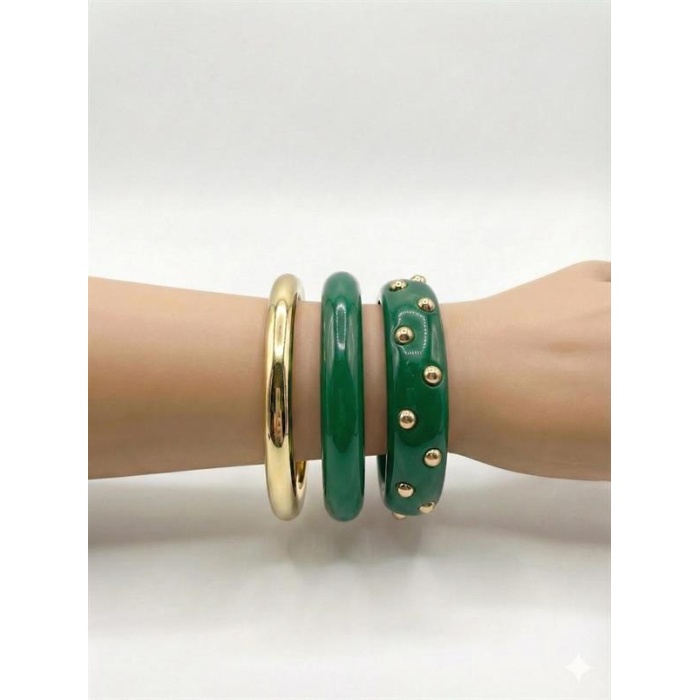 3Lü Set Bilezik - Yeşil