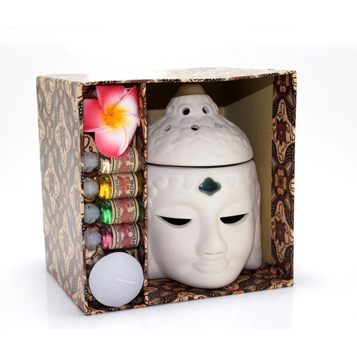 Seramik Buda Büstü Buhurdanlık Seti No:03 -