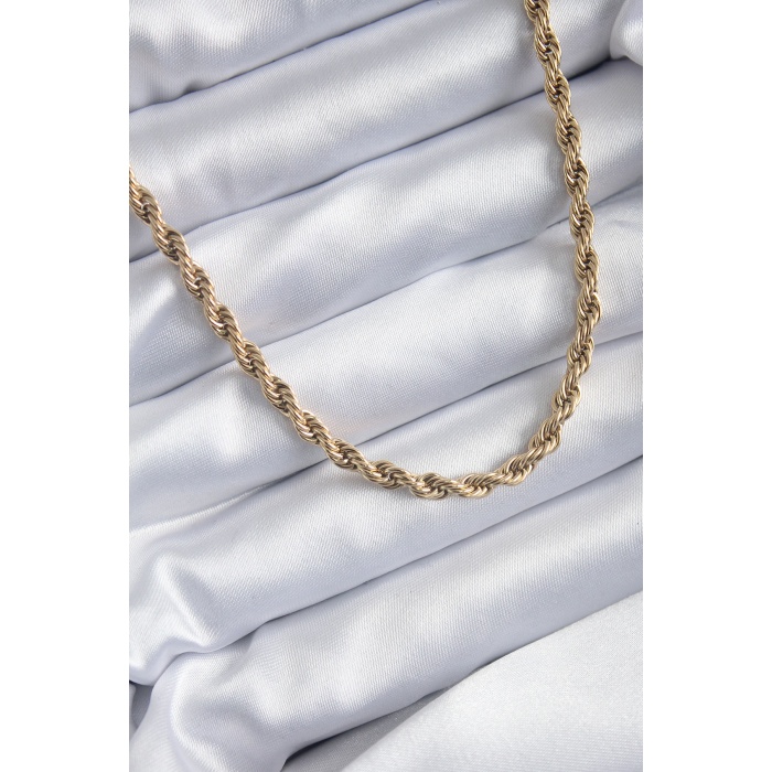 316L Çelik Gold Renk 60 cm Burgu Model Kadın Kolye -