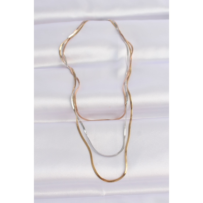 316L Çelik 3 Renkli İtalyan Zincir Çoklu Kolye -