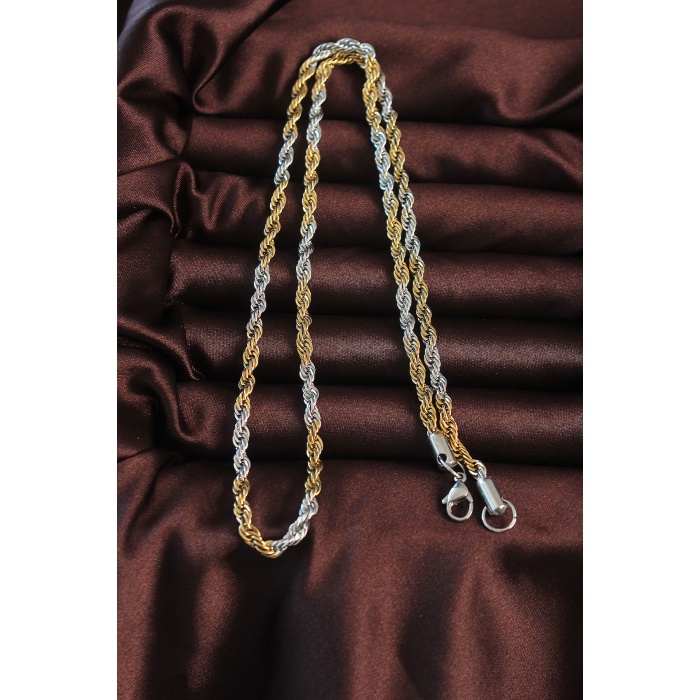 316L Çelik Çift Renk Burgu Tasarımlı Kolye -