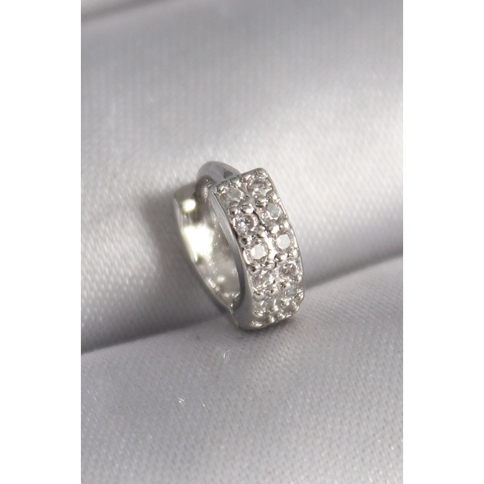 316L Çelik Gümüş Renk Zirkon Taşlı Tragus Piercing -