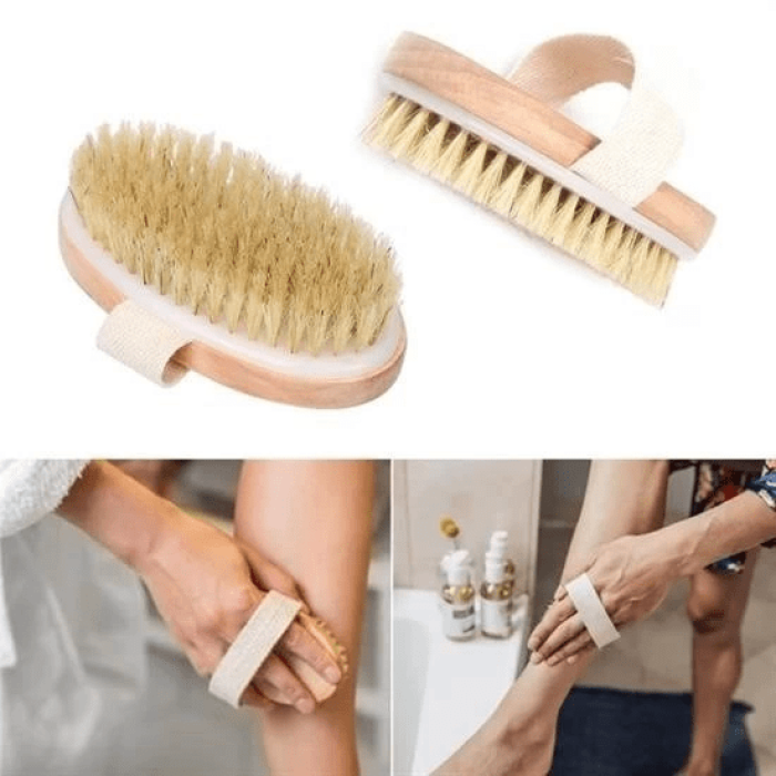 Doğal At Kılı Selülit Karşıtı Sapı Çıkabilen Ahşap Banyo Fırçası ( Lisinya )