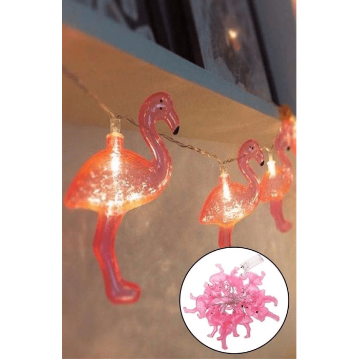 10lu Pilli Led Flamingo Dekoratif Işık Zinciri Aydınlatma 1,5 Mt ( Lisinya )