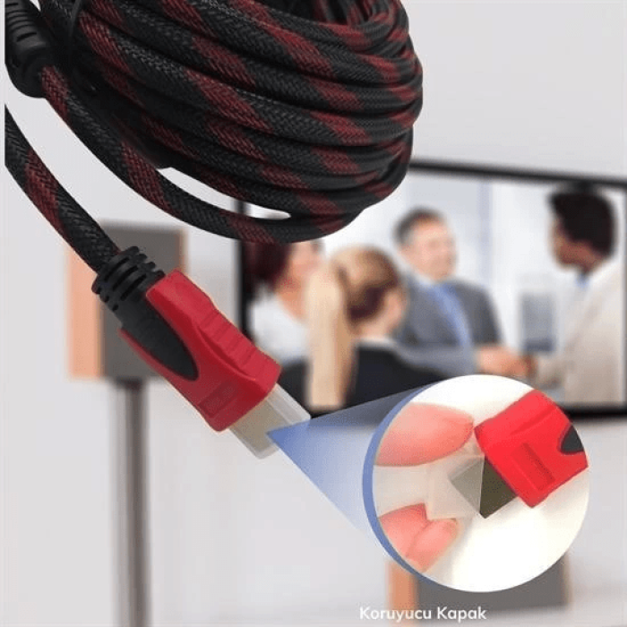 Hdmı Kablosu Hdtv Bilgisayar Uydu Görüntü Ses Full Hd Sargılı Görüntü Aktarma Kablosu ( Lisinya )