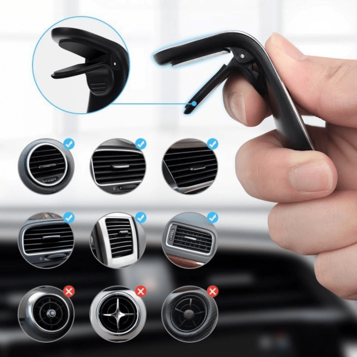 ® Havalanndırma Izgarasına Takılabilen Mandallı Mıknatıslı Oto Araç Içi Manyetik Telefon Tutucu ( Lisinya )