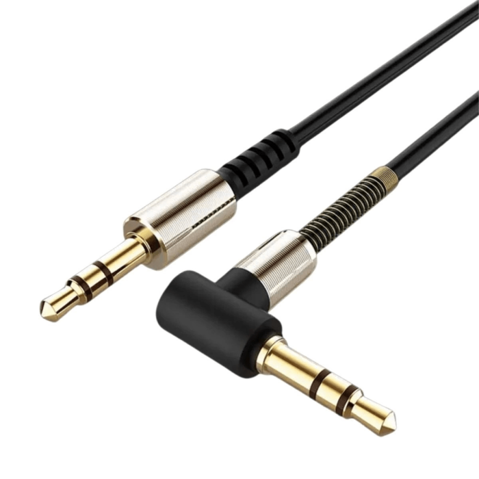 3.5mm Aux Kablosu Jak Erkek Erkek L Tipi 1 Metre Ses Aktarım Kablosu ( Lisinya )