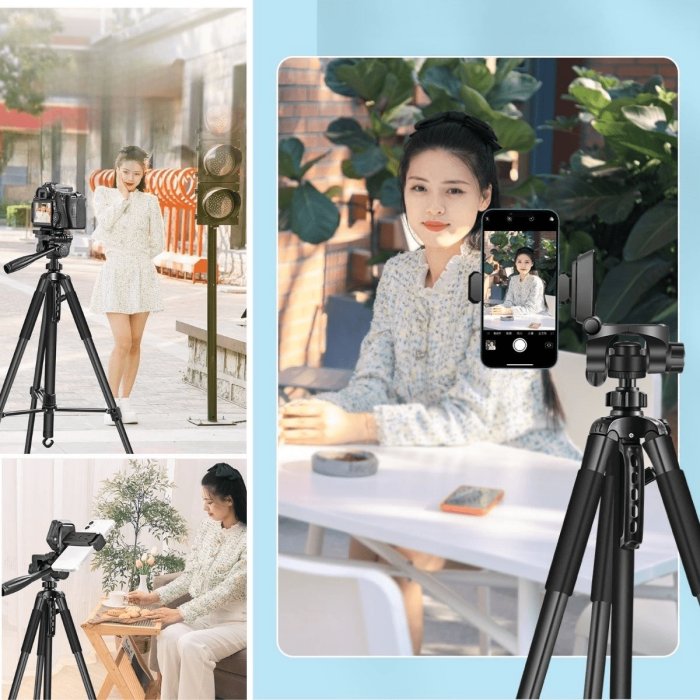 Telefon Ve Fotoğraf Makinası Takılabilen Bluetooth Kumandalı 146 Cm Tripod ( Lisinya )