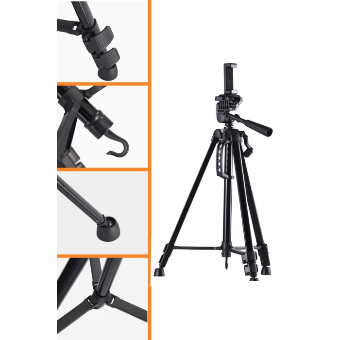 Telefon Ve Fotoğraf Makinası Takılabilen Bluetooth Kumandalı 146 Cm Tripod ( Lisinya )