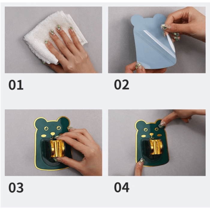 Pratik Yapışkanlı Hayvan Figürlü Hareketli Duş Başlığı Tutucu ( Lisinya )