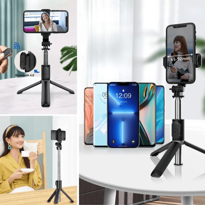 Masaüstü Tripod Olabilen Telefon Tutuculu Kablosuz Kumandalı Selfie Çubuğu ( Lisinya )