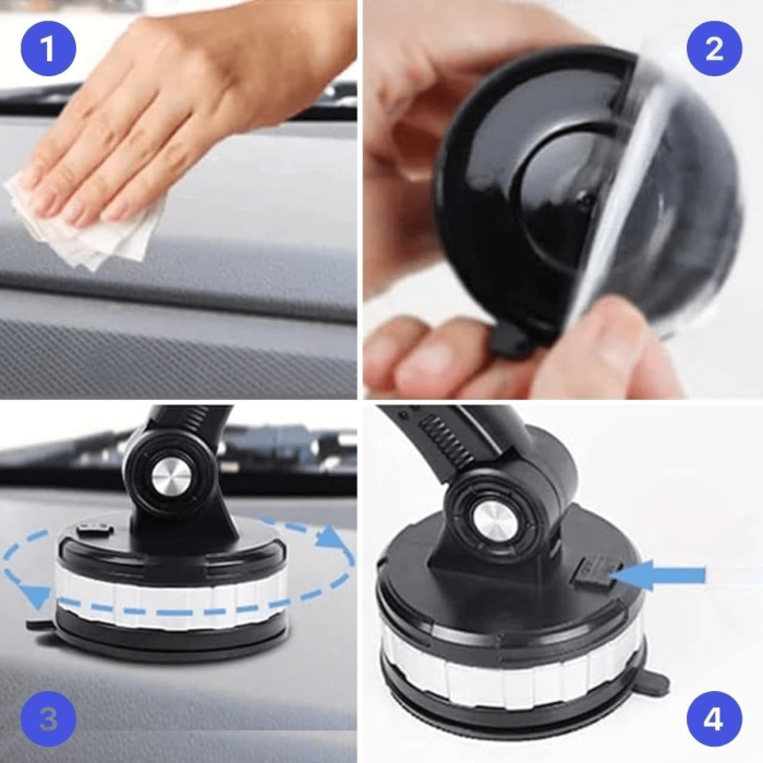Jel Vantuzlu Cama Takılabilen Güçlü 360 Derece Dönebilen Ayarlanabilir Araç Içi Vantuzlu Telefon Tutucu ( Lisinya )