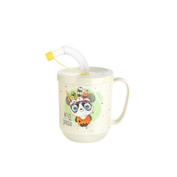 3 Adet pipetli Çocuk Içecek Bardağı Desenli Bardak 350ml