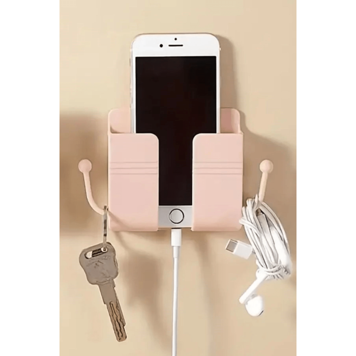 Duvar Tipi Yapışkanlı Kablo Tutuculu Telefon,kumanda Tutucu Plastik Aparat ( Lisinya )