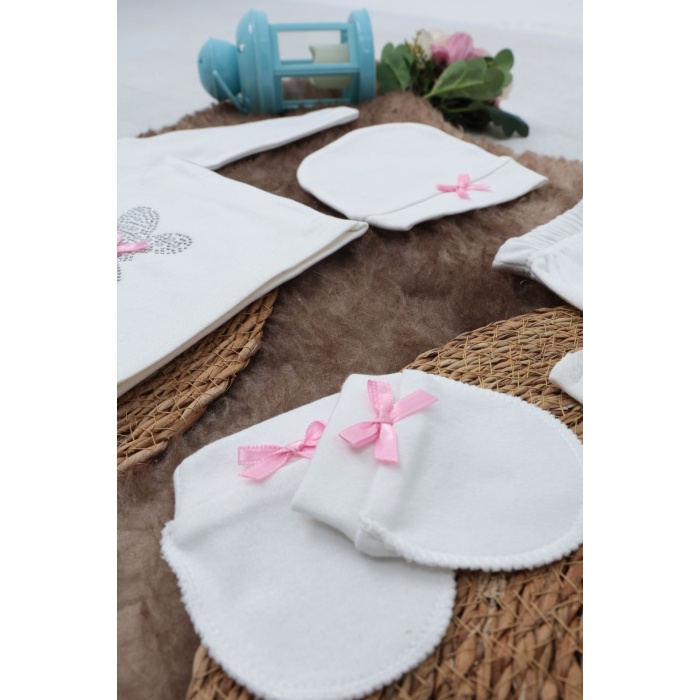 Sema Baby 5 Parça Hastane Çıkışı Zıbın Seti 0-3 Ay - Pink Butterfly