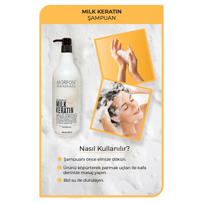 Milk Keratin Şampuan 1000 ML - Besleyici Koruyucu Etki