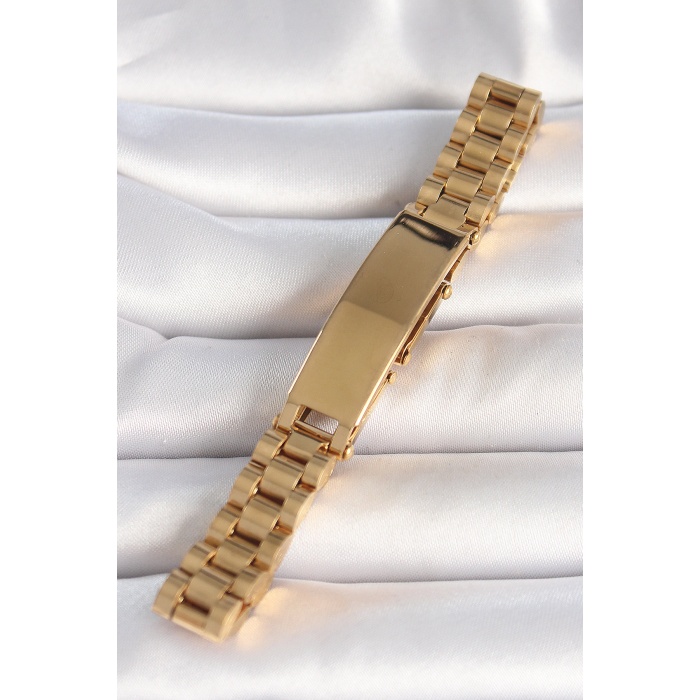 316L Çelik Gold Renk Zincir Künye Model Erkek Bileklik -