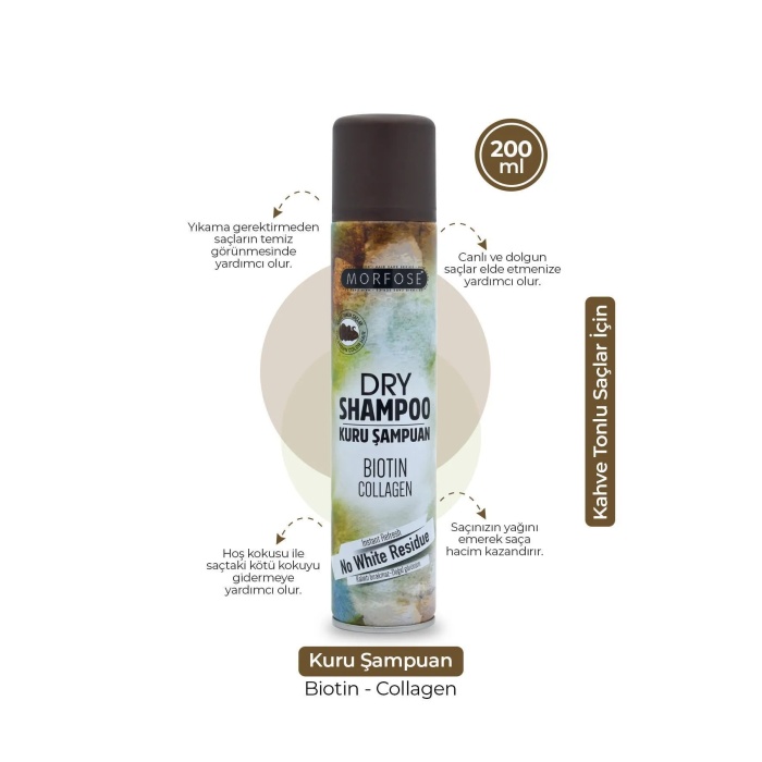 Kuru Şampuan Biotin Collagen 200 ML - Kahverengi Saçlar - mrfs