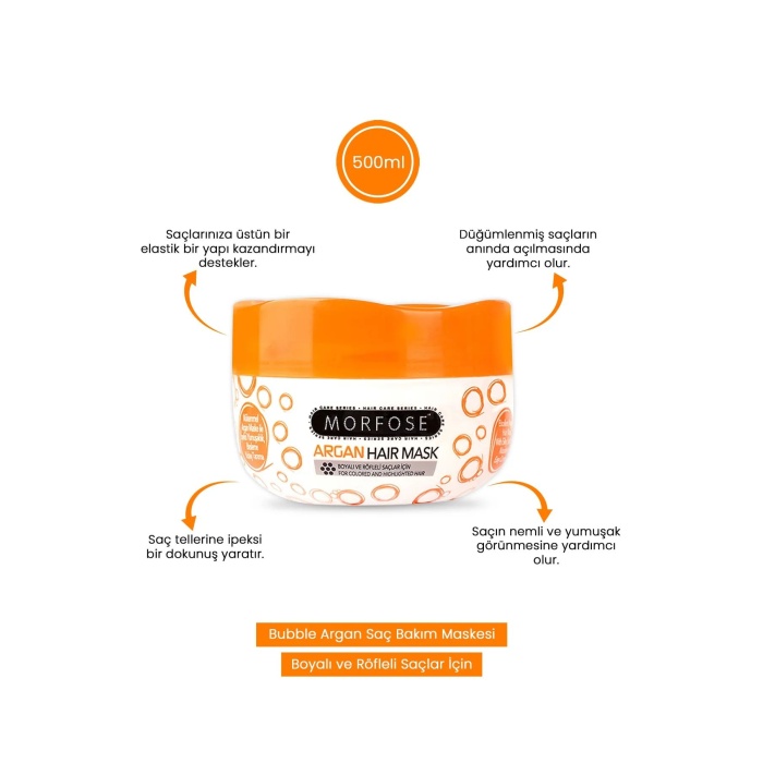Argan Saç Maskesi 500 ML - Boyalı ve Röfleli Saçlar - mrfs