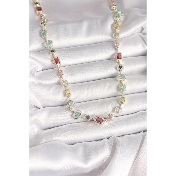 Pirinç Gold Renk Zirkon Taşlı VIP Seri Kadın Kolye -