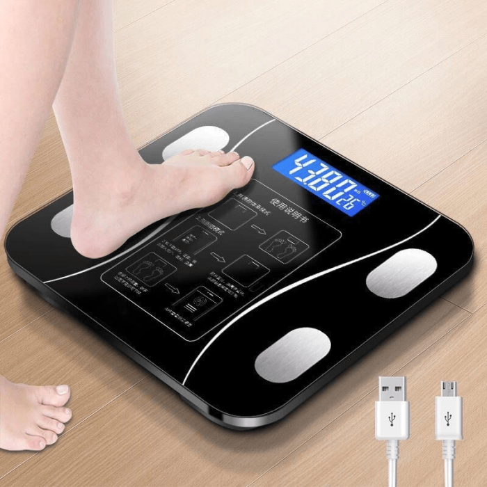 Akıllı Kablosuz Dijital Banyo Ve Vücut Yağ Ağırlık Ölçeği Vücut Kompozisyonu Analizörü Bluetoothlu Tartı ( Lisinya )