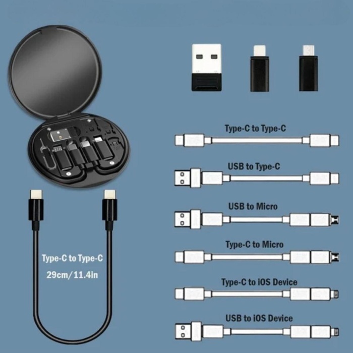 60w Destekli Kablo Kutusu Seyahat Kablo Seti 5&#39;i 1 arada USB Type-C Şarj Kablosu Seti (4767) - Lisinya