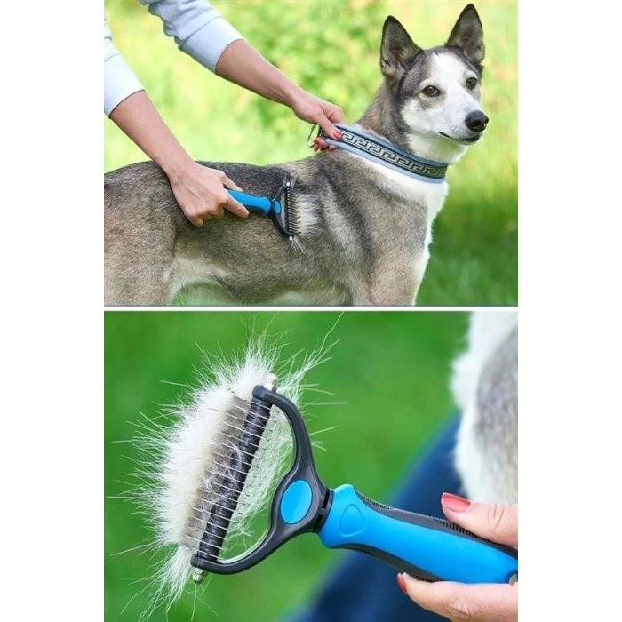 Lisinya® Plastik Saplı Metal Kedi Köpek Bakım Kıtık Tüy Topak Açıcı Tarak ( Lisinya )