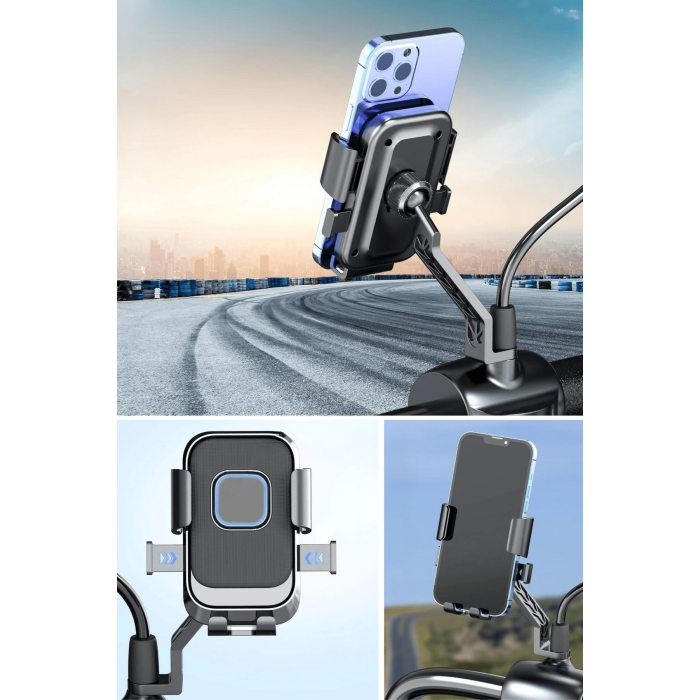 Lisinya® Motor,motosiklet,bisiklet ,scooter İçin 360 Derece Dönebilen Dikiz Aynası Versiyonu Telefon Tutucu Aparat ( Lisinya )