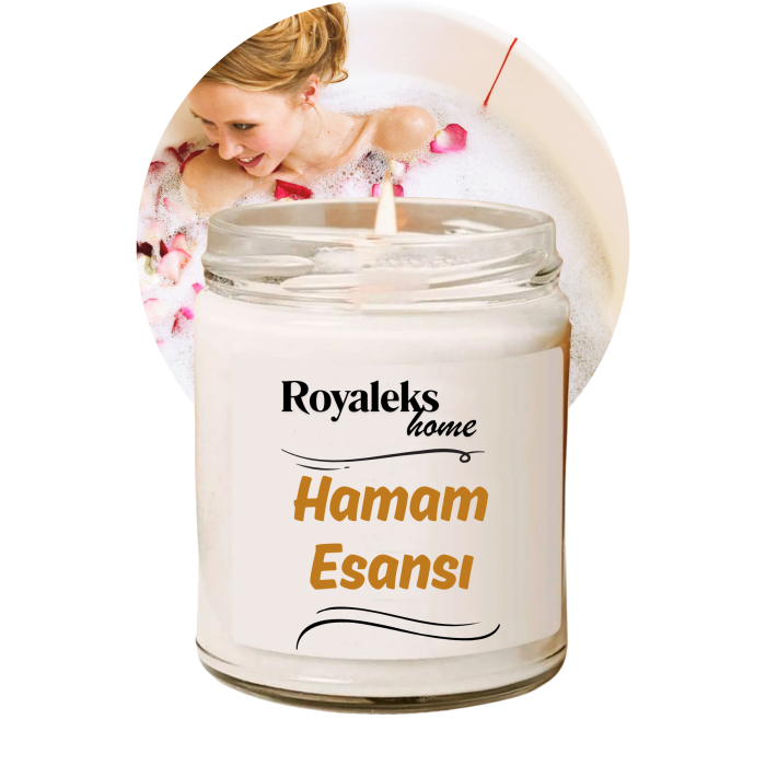 Doğal Özel Seri Kokulu Dekoratif Kavanoz Mum 210 cc - Hamam Esansı - RYL