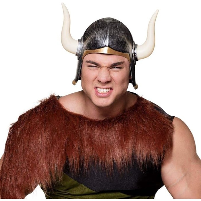 Mega Boynuzlu Viking Ivar Kaskı Eskitilmiş Desen Gümüş Renk (4767) - Lisinya
