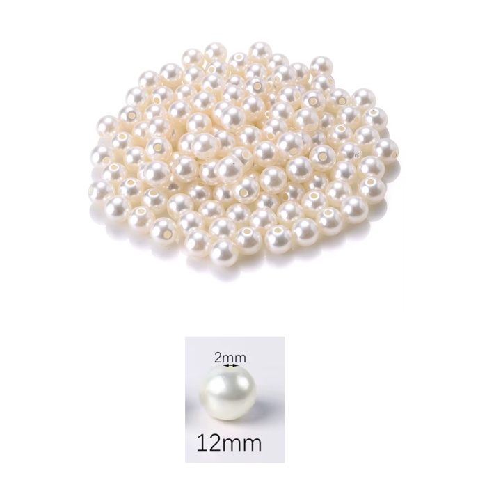 1.000 gram (1 kg.) 12mm Krem Renk Plastik İnci Boncuk Çanta ve Takı Yapım Boncuğu (~800 adet)