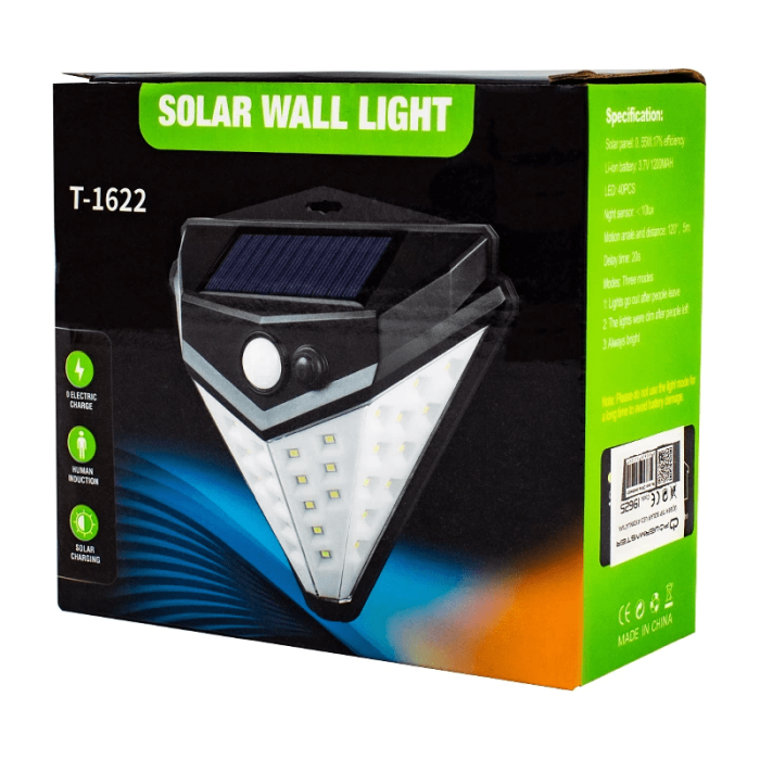 T-1622 40 Ledli 120 Derece 5 Metre Görüş Açısı Solar Üçgen Tip Aydınlatma ( Lisinya )