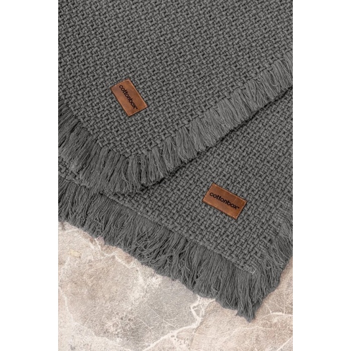 Bath Rug Set Antrasit 2li 75x125 60x90