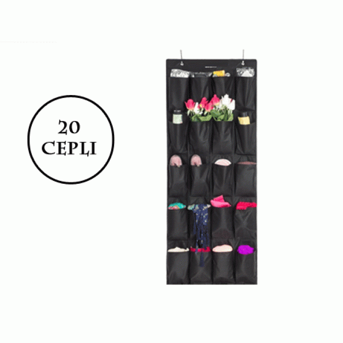 20 Cepli Kapı Arkası Çok Amaçlı Organizer - Siyah