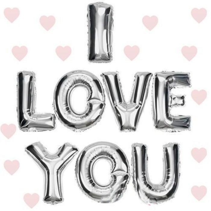I Love You Folyo Bn Gümüş Renk 35 CM