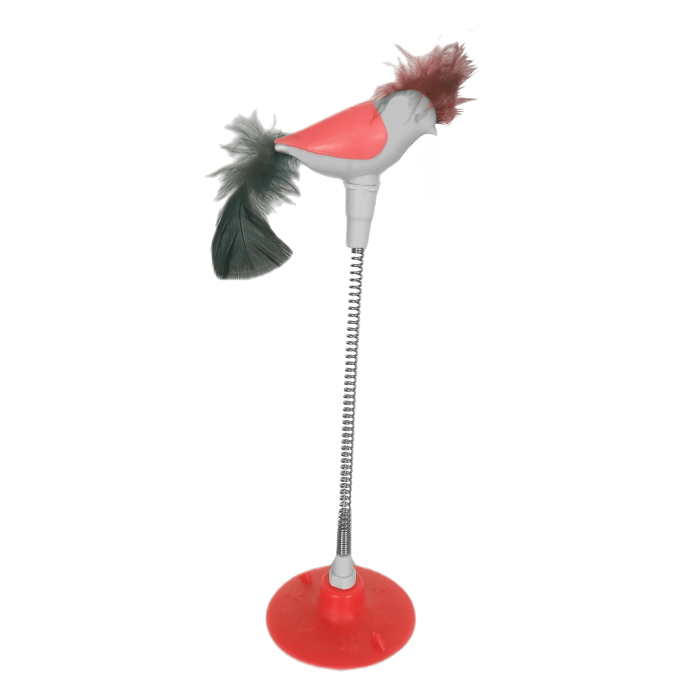 Vantuzlu Yaylı Kuşlu  Kedi Oyuncağı 30 cm Tcu