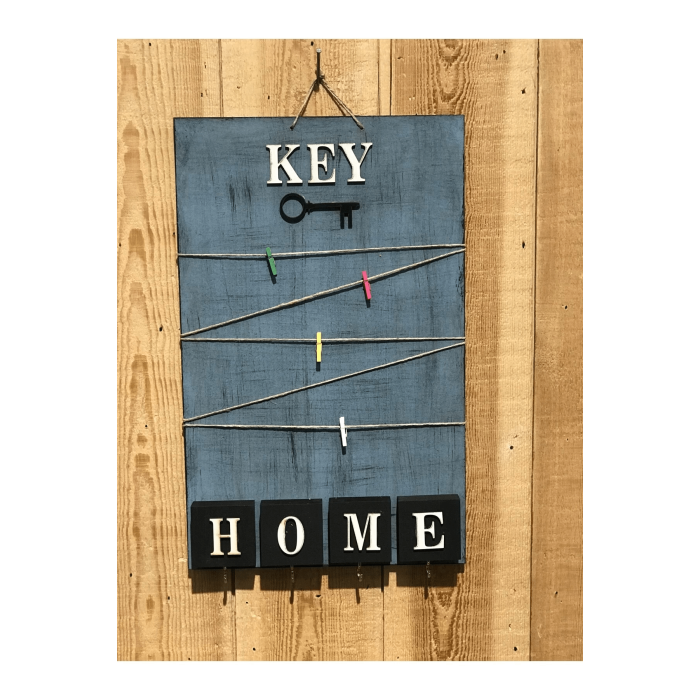 Dekoratif Home Keys Ahşap Resimlik Ve Notluk (saks Mavisi) ( Lisinya )