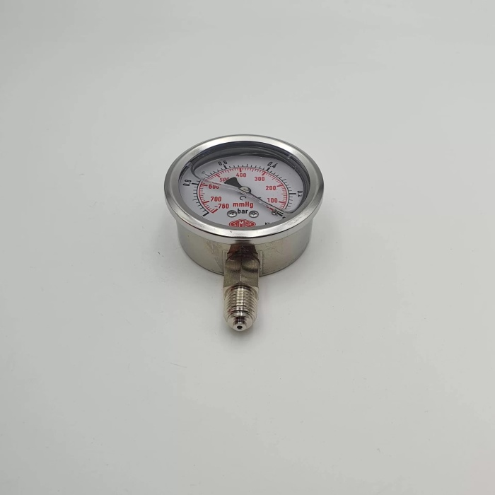 Vakummetre Gliserinli Alttan Çıkışlı Q63 - 0 - 1 - 760 Bar 1/4 (Lisinya)