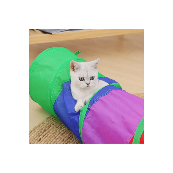 Gökkuşağı Desenli Kedi Oyun Tüneli, Katlanabilir 125 cm